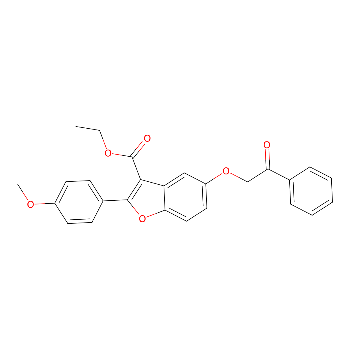 Ethyl 2-(4-methoxyphenyl)-5-(2-oxo-2-phenylethoxy)-1-benzofuran-3-carboxylate molecular structure, CAS 433950-85-7