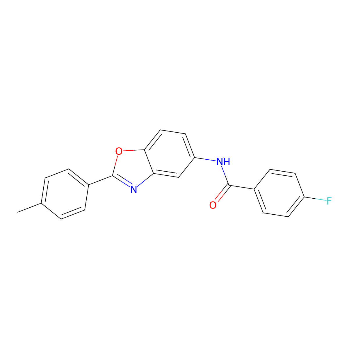 4-fluoro-N-[2-(4-methylphenyl)-1,3-benzoxazol-5-yl]benzamide molecular structure, CAS 433952-20-6