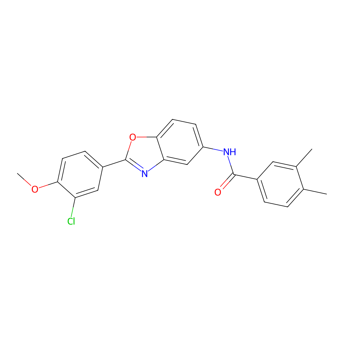 N-[2-(3-chloro-4-methoxyphenyl)-1,3-benzoxazol-5-yl]-3,4-dimethylbenzamide molecular structure, CAS 433952-29-5