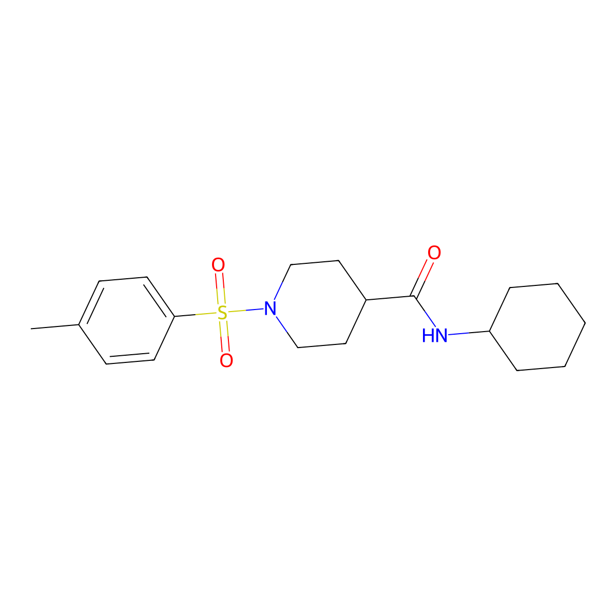N-cyclohexyl-1-[(4-methylphenyl)sulfonyl]-4-piperidinecarboxamide molecular structure, CAS 433952-36-4