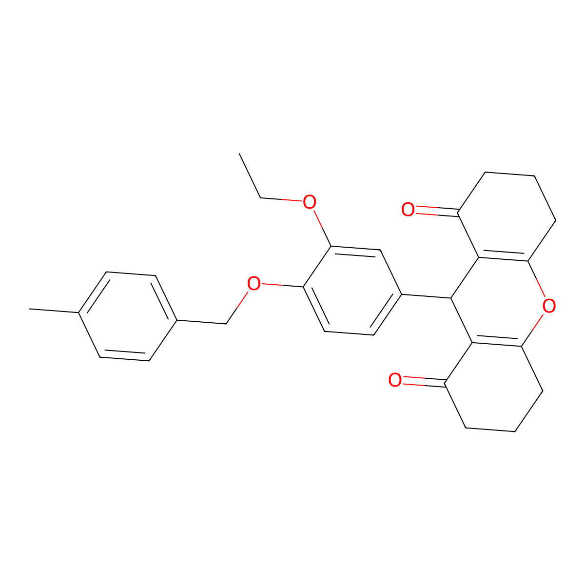 9-[3-ethoxy-4-[(4-methylphenyl)methoxy]phenyl]-3,4,5,6,7,9-hexahydro-2H-xanthene-1,8-dione molecular structure, CAS 433952-38-6