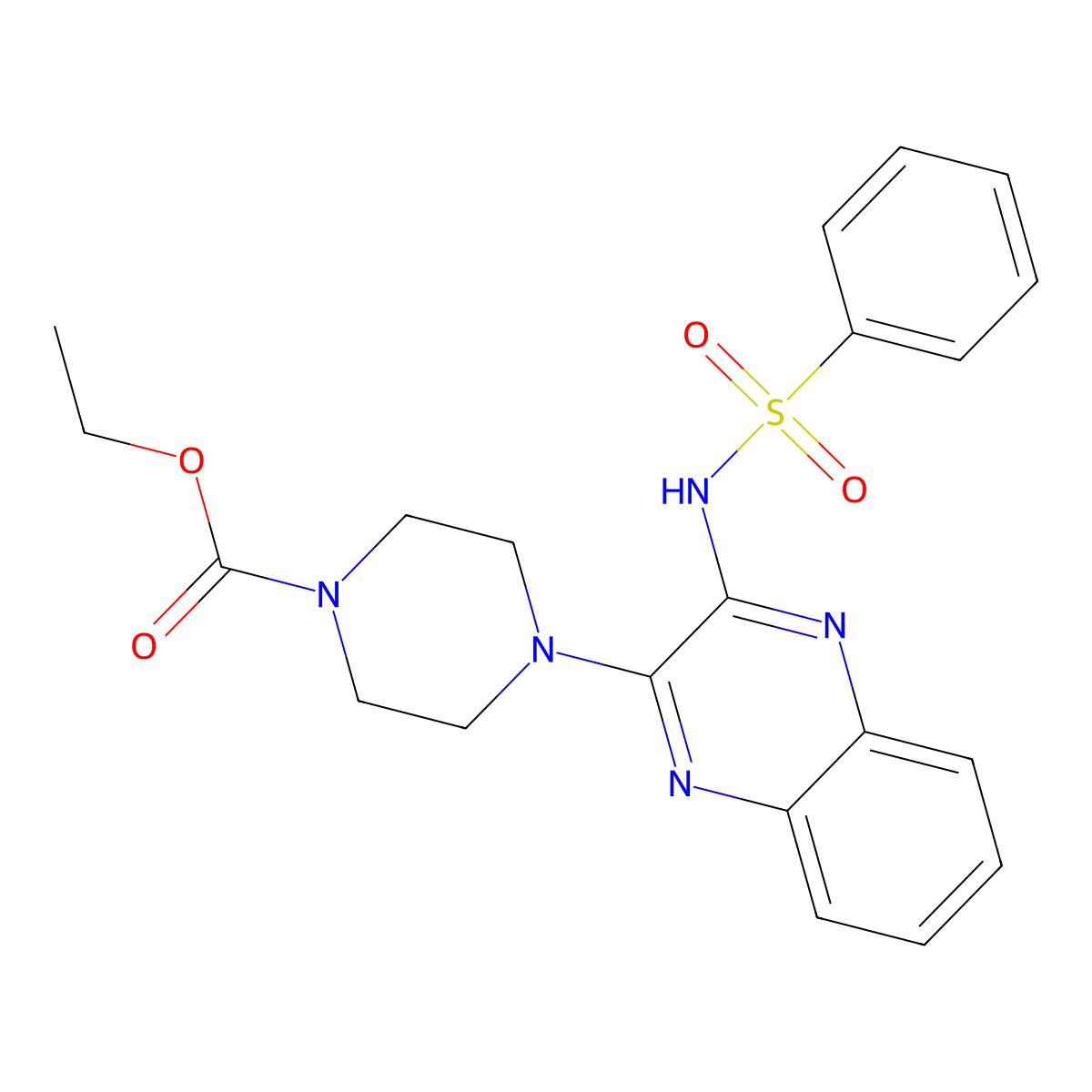 Ethyl 4-(3-benzenesulfonamidoquinoxalin-2-yl)piperazine-1-carboxylate molecular structure, CAS 433952-42-2