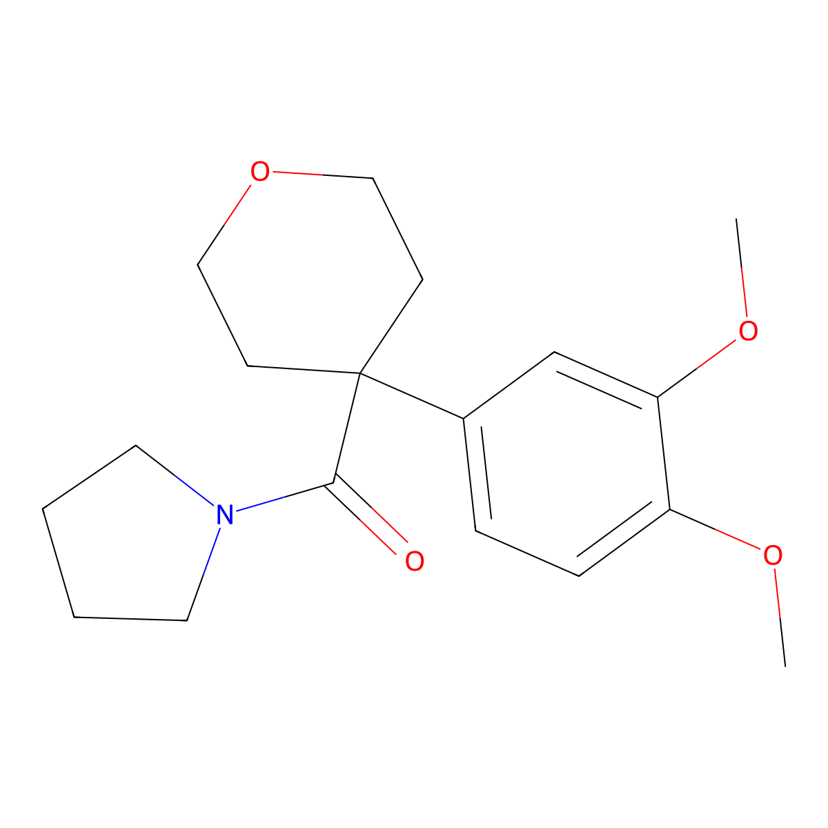 [4-(3,4-Dimethoxyphenyl)oxan-4-yl]-pyrrolidin-1-ylmethanone molecular structure, CAS 433952-46-6