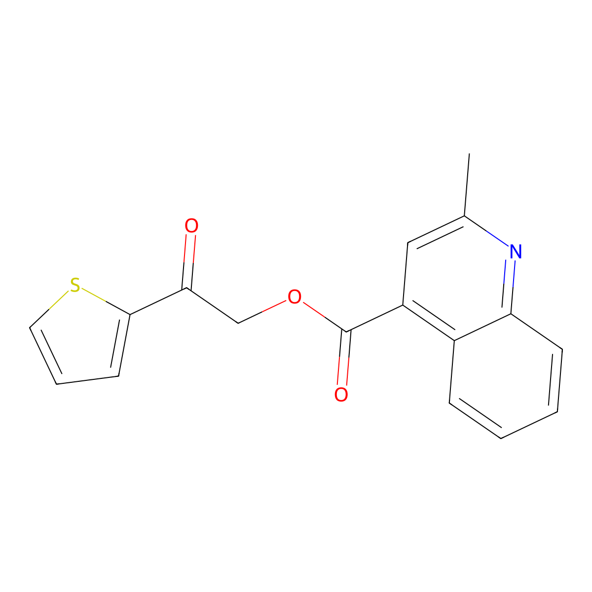 2-Oxo-2-(2-thienyl)ethyl 2-methyl-4-quinolinecarboxylate molecular structure, CAS 433952-49-9
