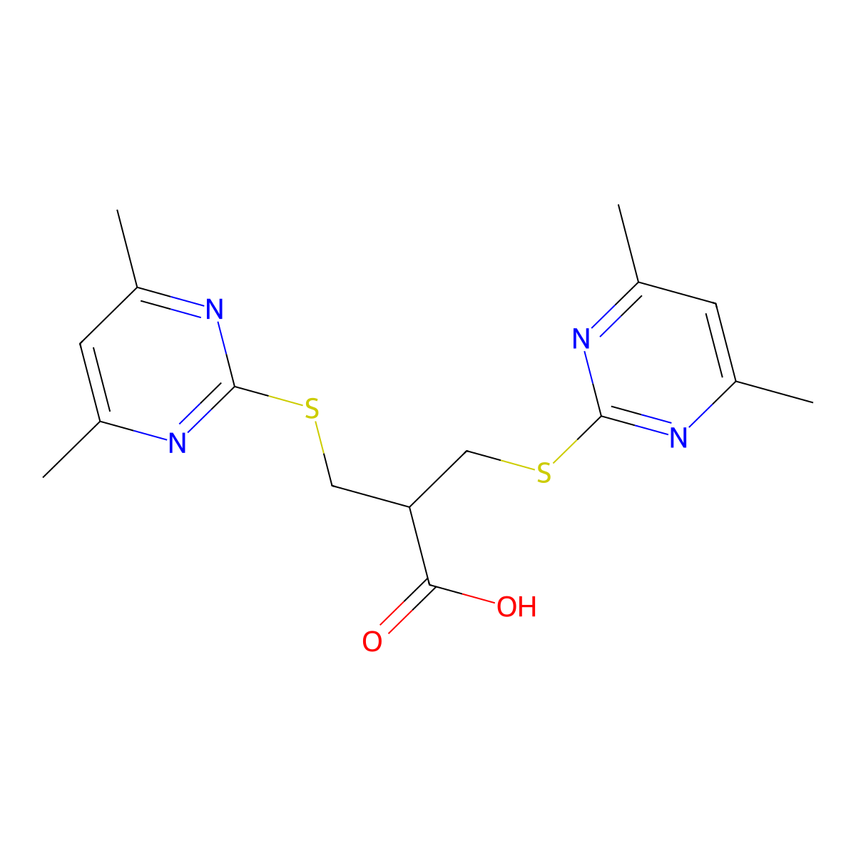 3-[(4,6-Dimethylpyrimidin-2-yl)sulfanyl]-2-{[(4,6-dimethylpyrimidin-2-yl)sulfanyl]methyl}propanoic acid molecular structure, CAS 433952-67-1
