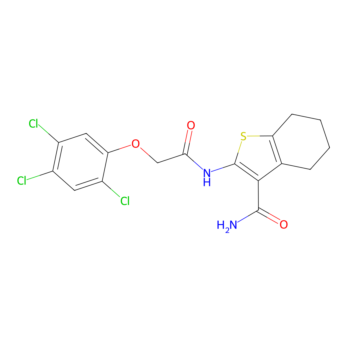 2-{[(2,4,5-Trichlorophenoxy)acetyl]amino}-4,5,6,7-tetrahydro-1-benzothiophene-3-carboxamide molecular structure, CAS 433952-80-8