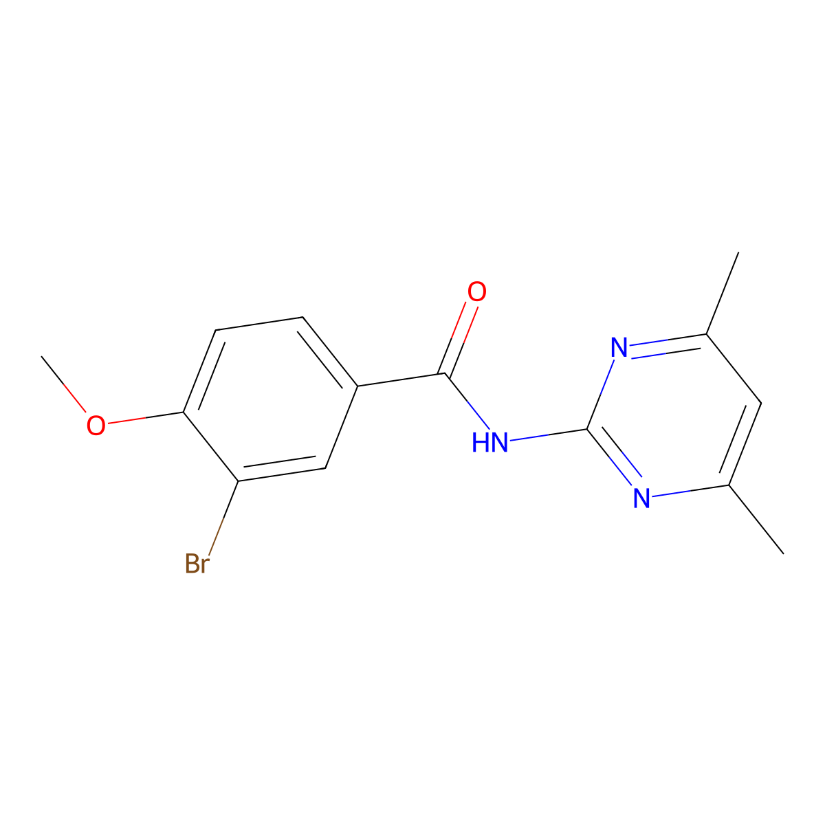 3-bromo-N-(4,6-dimethylpyrimidin-2-yl)-4-methoxybenzamide molecular structure, CAS 433952-81-9