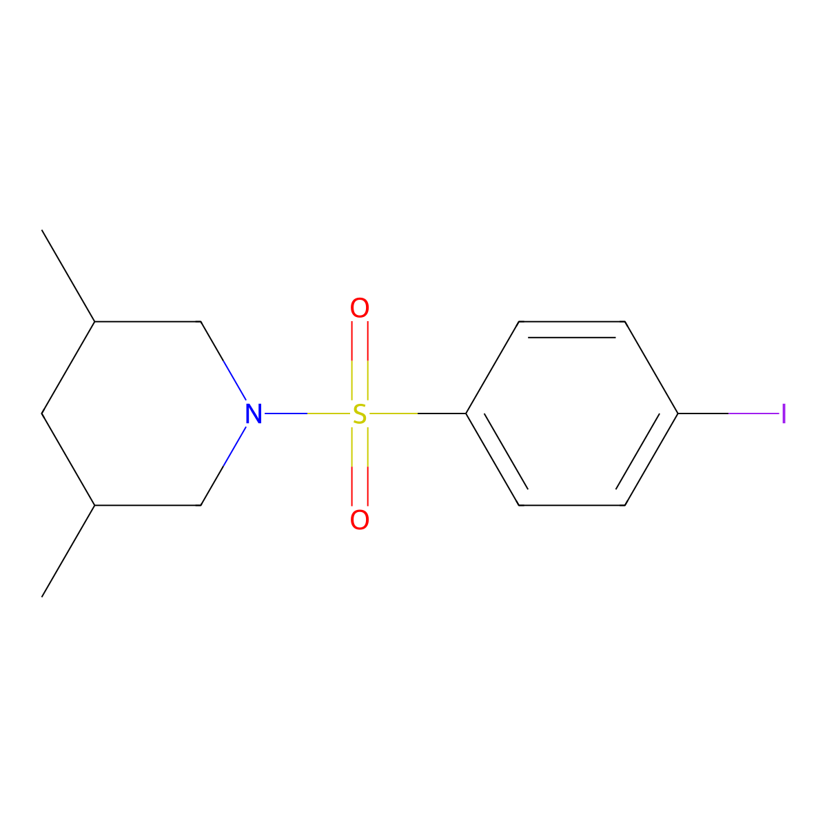 1-[(4-Iodophenyl)sulfonyl]-3,5-dimethylpiperidine molecular structure, CAS 433952-87-5