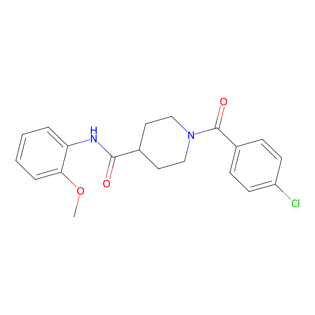 1-(4-chlorobenzoyl)-N-(2-methoxyphenyl)piperidine-4-carboxamide molecular structure, CAS 433952-89-7