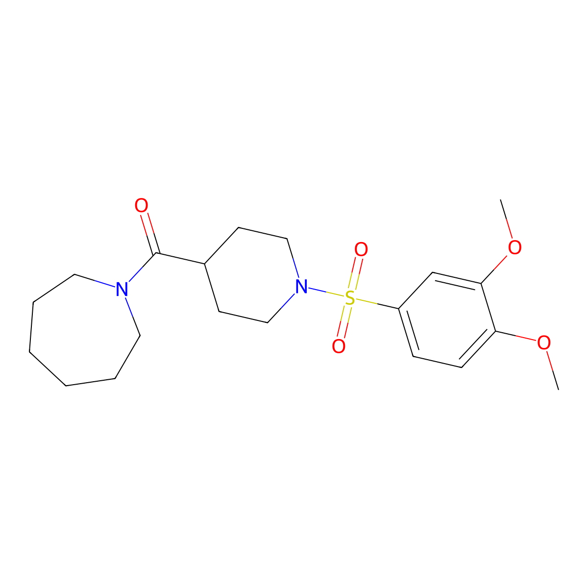 Azepan-1-yl-[1-(3,4-dimethoxyphenyl)sulfonylpiperidin-4-yl]methanone molecular structure, CAS 433953-02-7