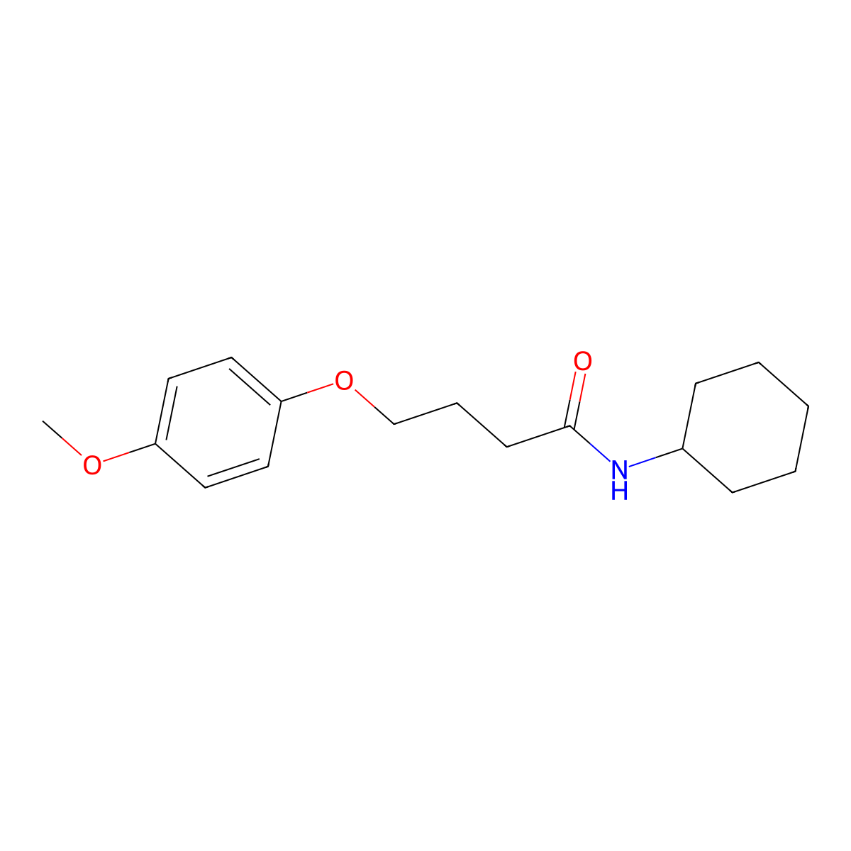 N-cyclohexyl-4-(4-methoxyphenoxy)butanamide molecular structure, CAS 433953-10-7