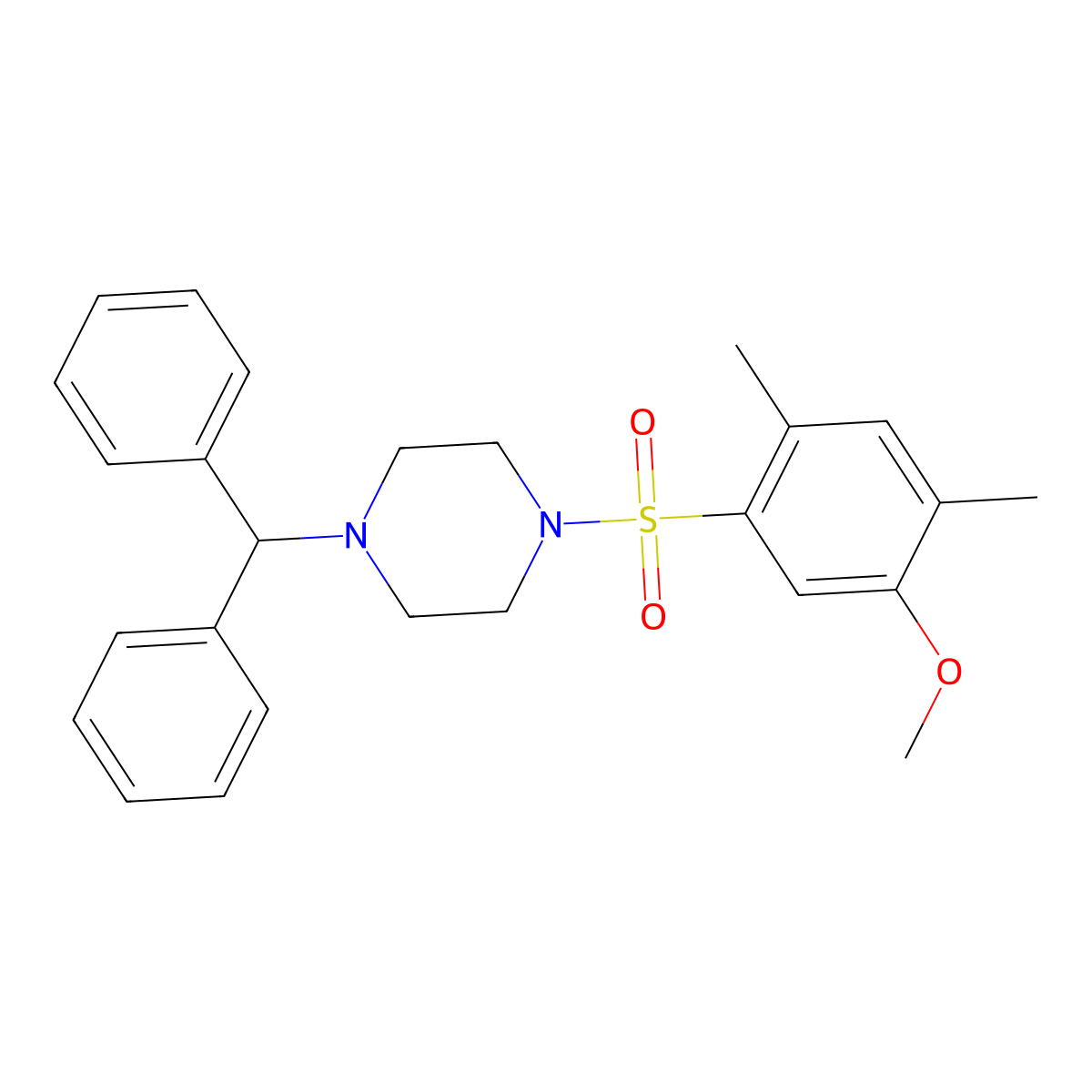 1-(Diphenylmethyl)-4-(5-methoxy-2,4-dimethylbenzenesulfonyl)piperazine molecular structure, CAS 433953-17-4