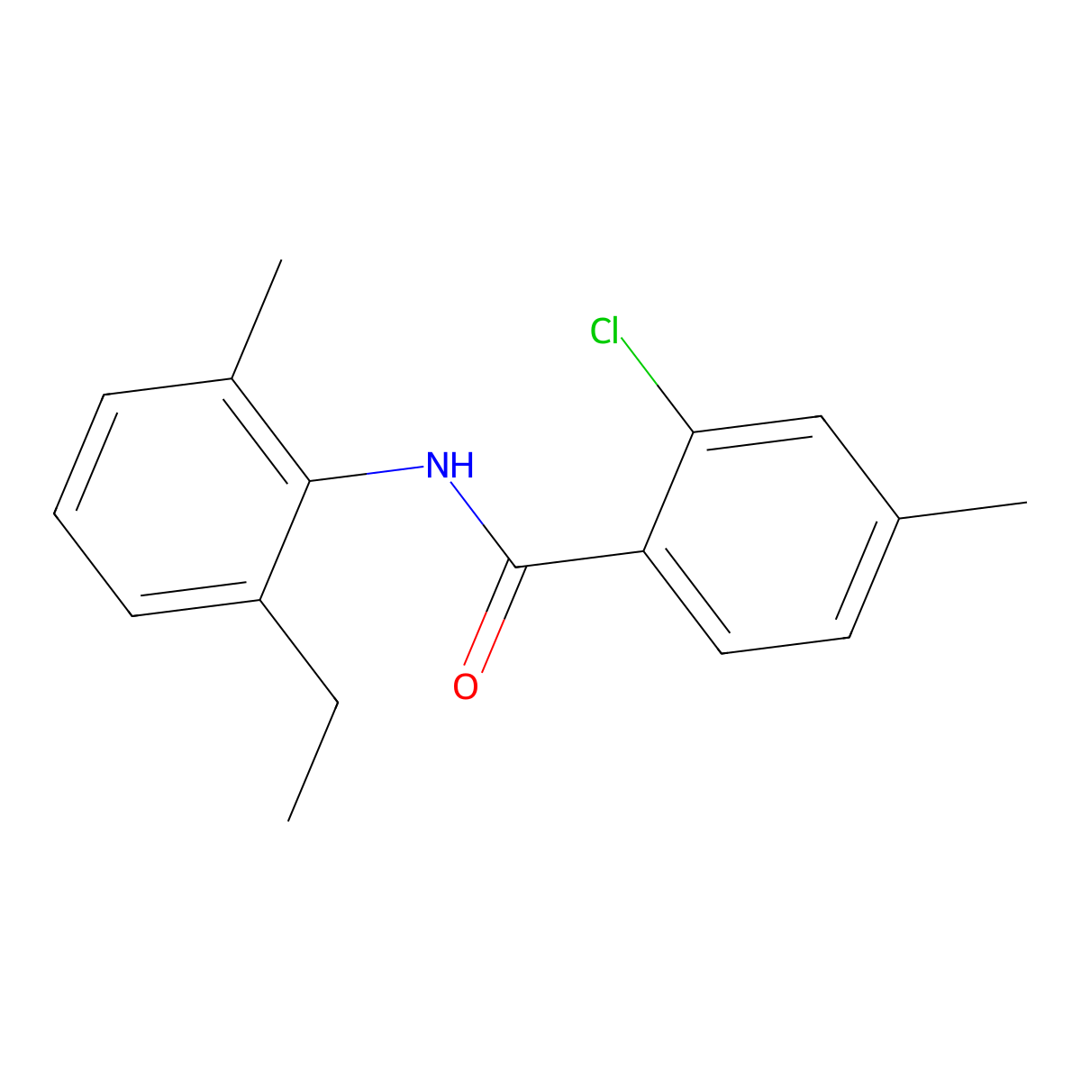 2-chloro-N-(2-ethyl-6-methylphenyl)-4-methylbenzamide molecular structure, CAS 433953-20-9
