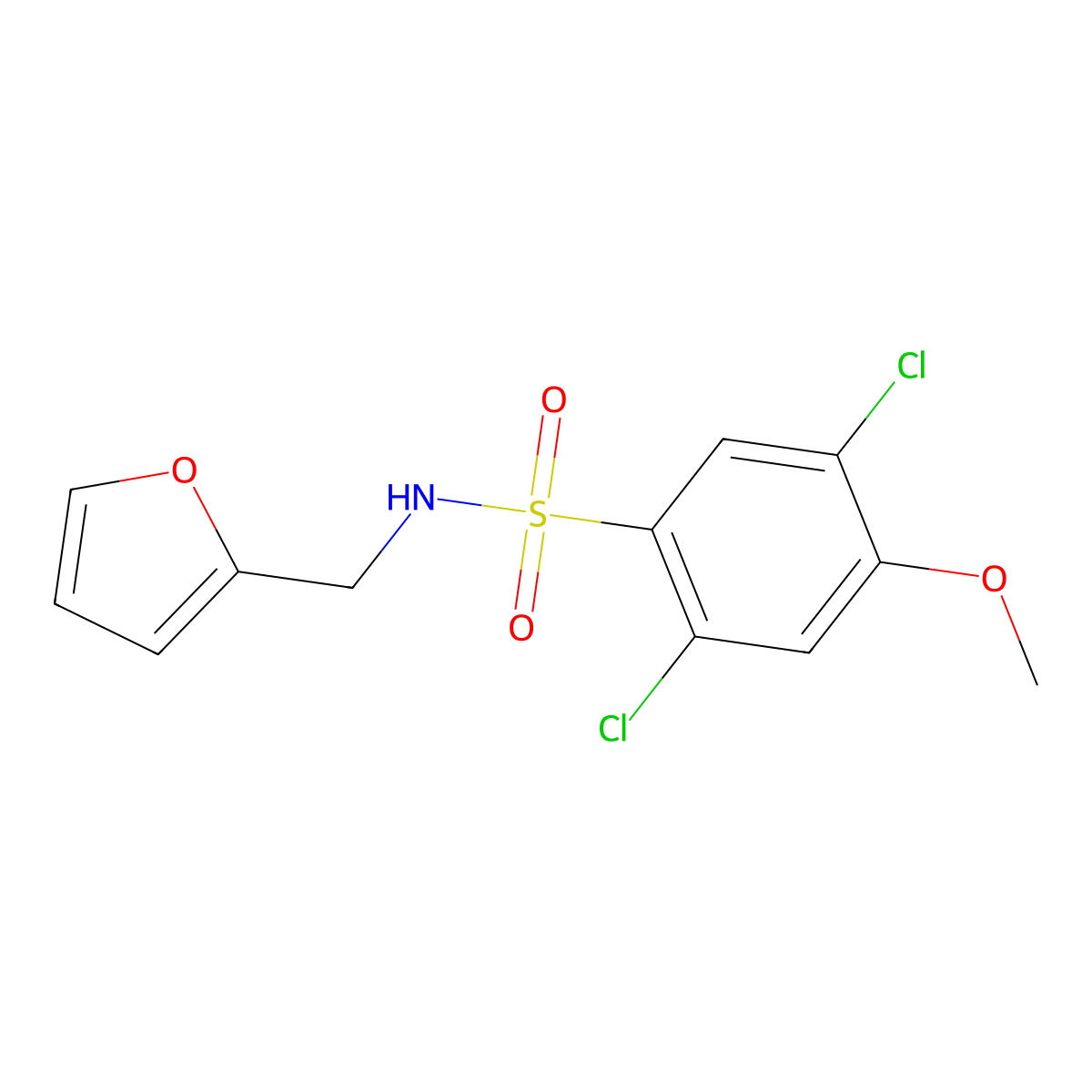 2,5-dichloro-N-(2-furylmethyl)-4-methoxybenzenesulfonamide molecular structure, CAS 433953-33-4