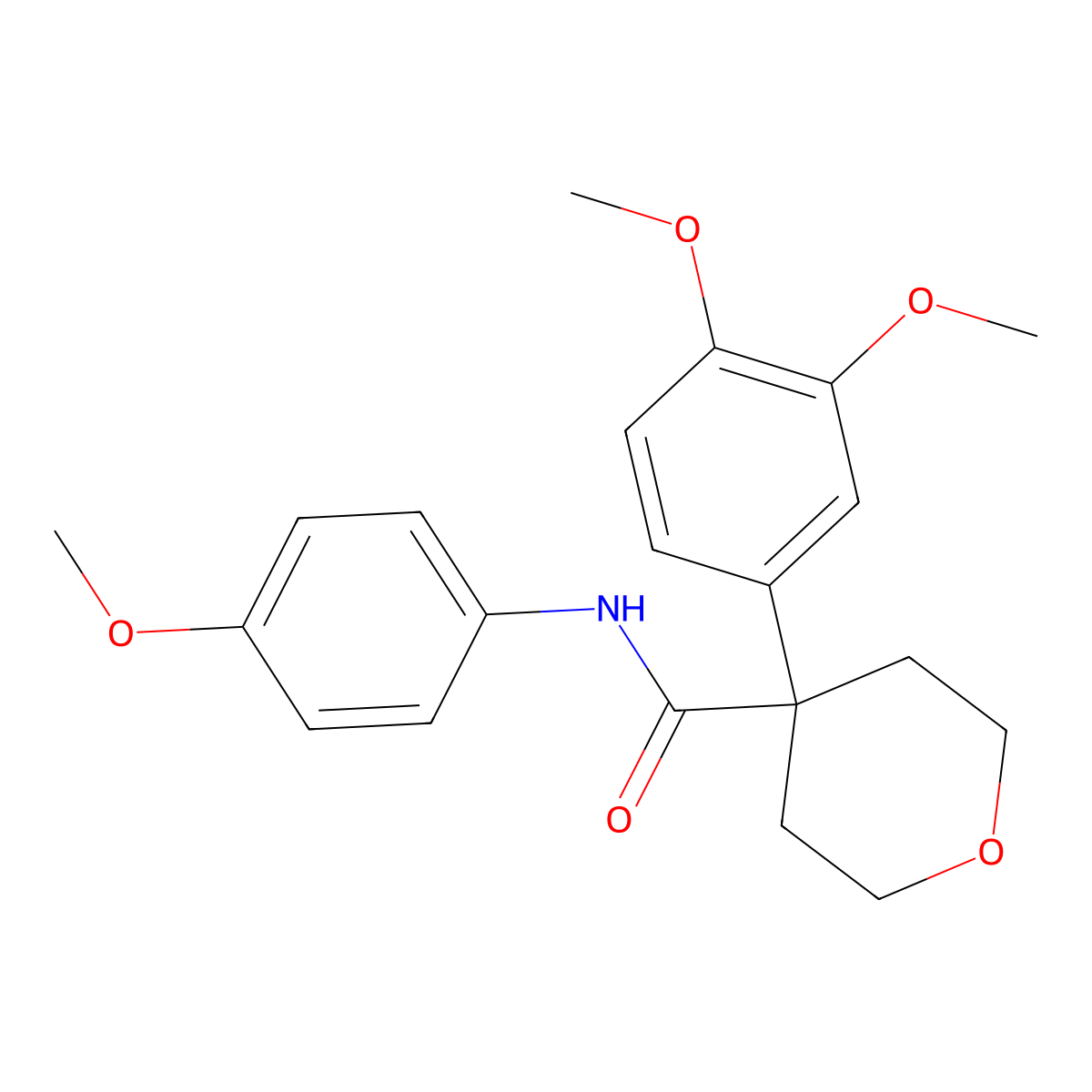 4-(3,4-dimethoxyphenyl)-N-(4-methoxyphenyl)tetrahydro-2H-pyran-4-carboxamide molecular structure, CAS 433953-45-8