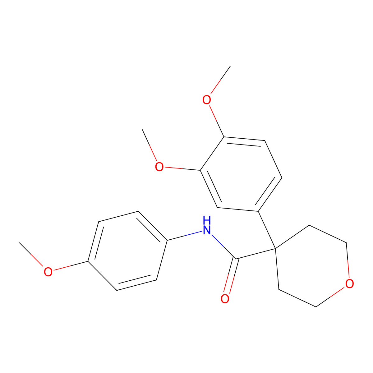 4-(3,4-dimethoxyphenyl)-N-(4-methoxyphenyl)tetrahydro-2H-pyran-4-carboxamide molecular structure, CAS 433953-45-8