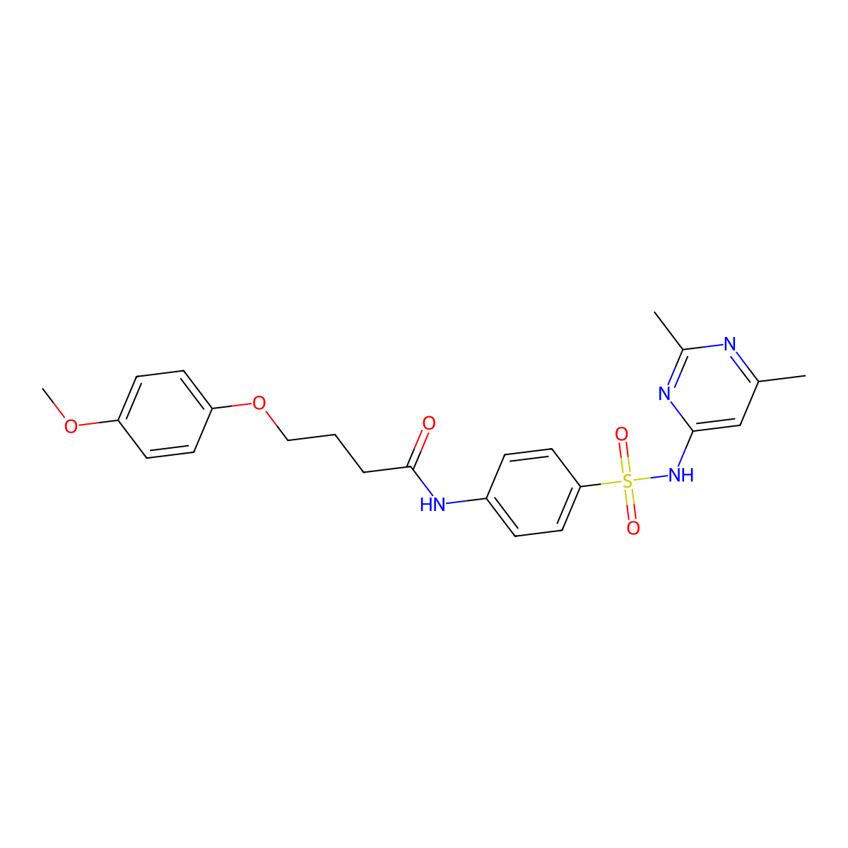 N-{4-[(2,6-dimethylpyrimidin-4-yl)sulfamoyl]phenyl}-4-(4-methoxyphenoxy)butanamide molecular structure, CAS 433953-49-2