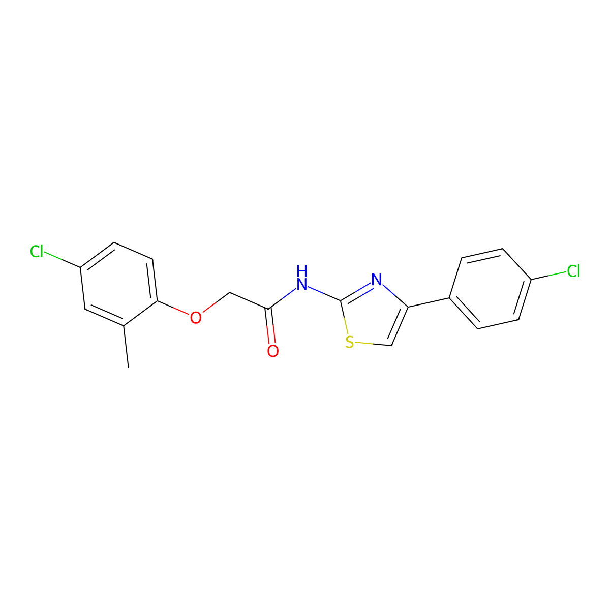 2-(4-chloro-2-methylphenoxy)-N-[4-(4-chlorophenyl)-1,3-thiazol-2-yl]acetamide molecular structure, CAS 433953-52-7