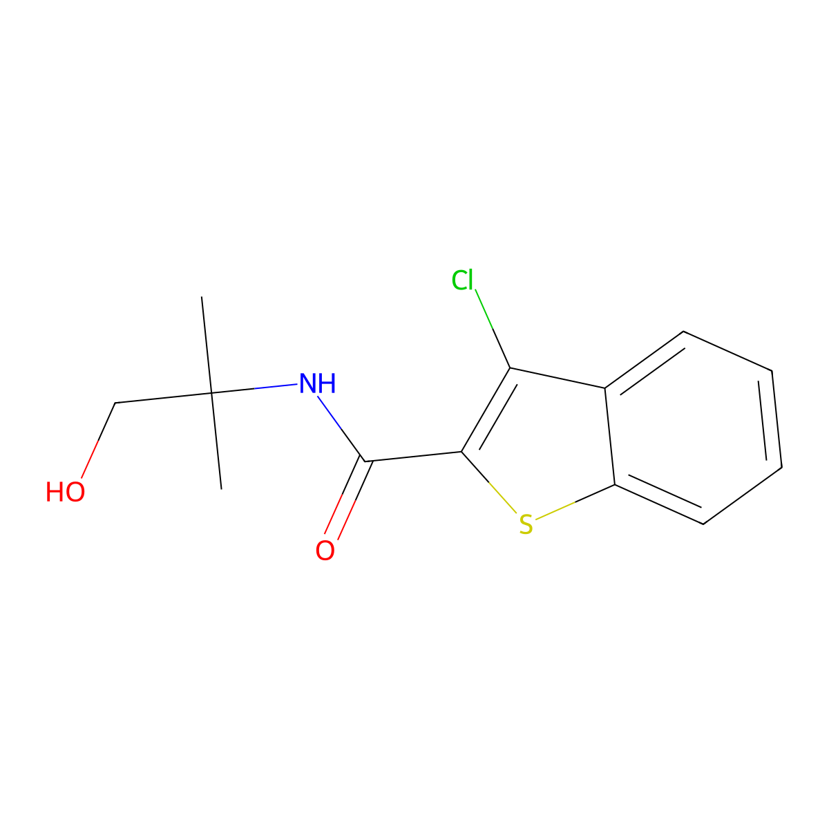 3-chloro-N-(1-hydroxy-2-methylpropan-2-yl)-1-benzothiophene-2-carboxamide molecular structure, CAS 433953-53-8