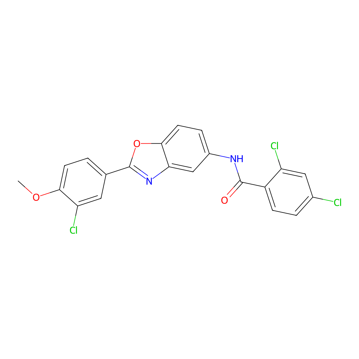 2,4-dichloro-N-[2-(3-chloro-4-methoxyphenyl)-1,3-benzoxazol-5-yl]benzamide molecular structure, CAS 433953-56-1
