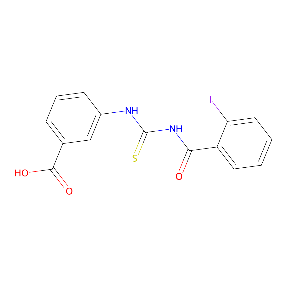 3-({[(2-Iodophenyl)carbonyl]carbamothioyl}amino)benzoic acid molecular structure, CAS 433953-57-2