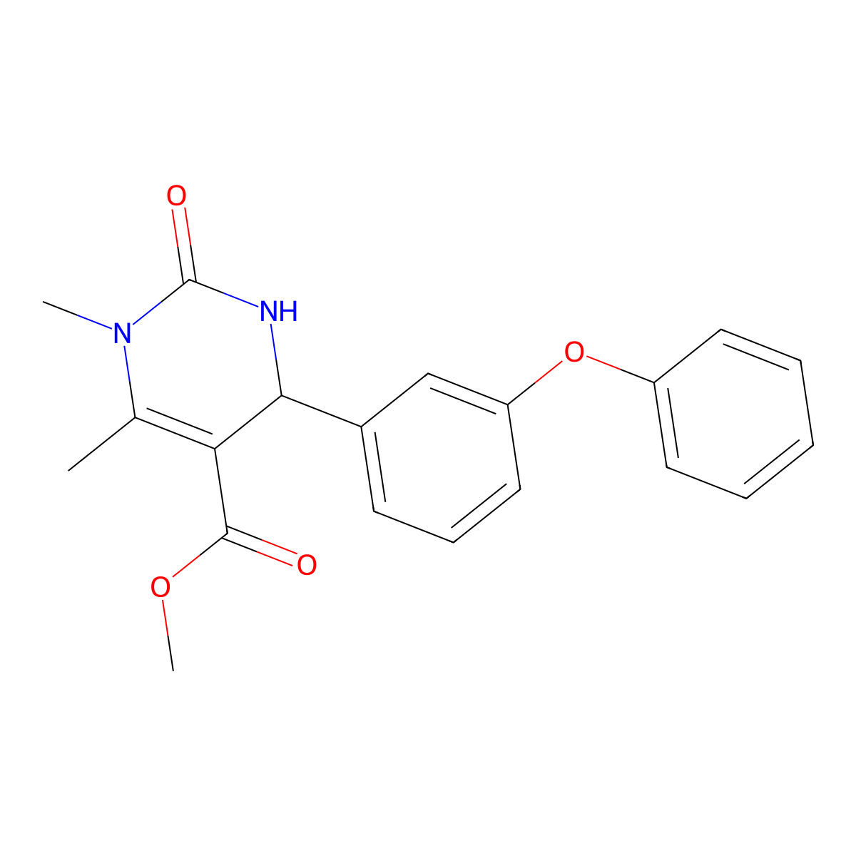 Methyl 1,6-dimethyl-2-oxo-4-(3-phenoxyphenyl)-1,2,3,4-tetrahydropyrimidine-5-carboxylate molecular structure, CAS 433953-71-0