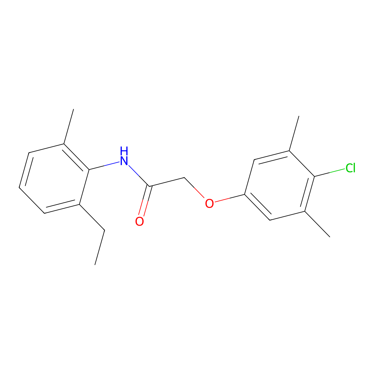2-(4-chloro-3,5-dimethylphenoxy)-N-(2-ethyl-6-methylphenyl)acetamide molecular structure, CAS 433954-00-8