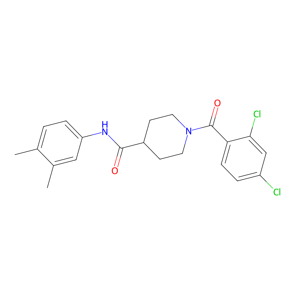 1-(2,4-dichlorobenzoyl)-N-(3,4-dimethylphenyl)piperidine-4-carboxamide molecular structure, CAS 433954-01-9