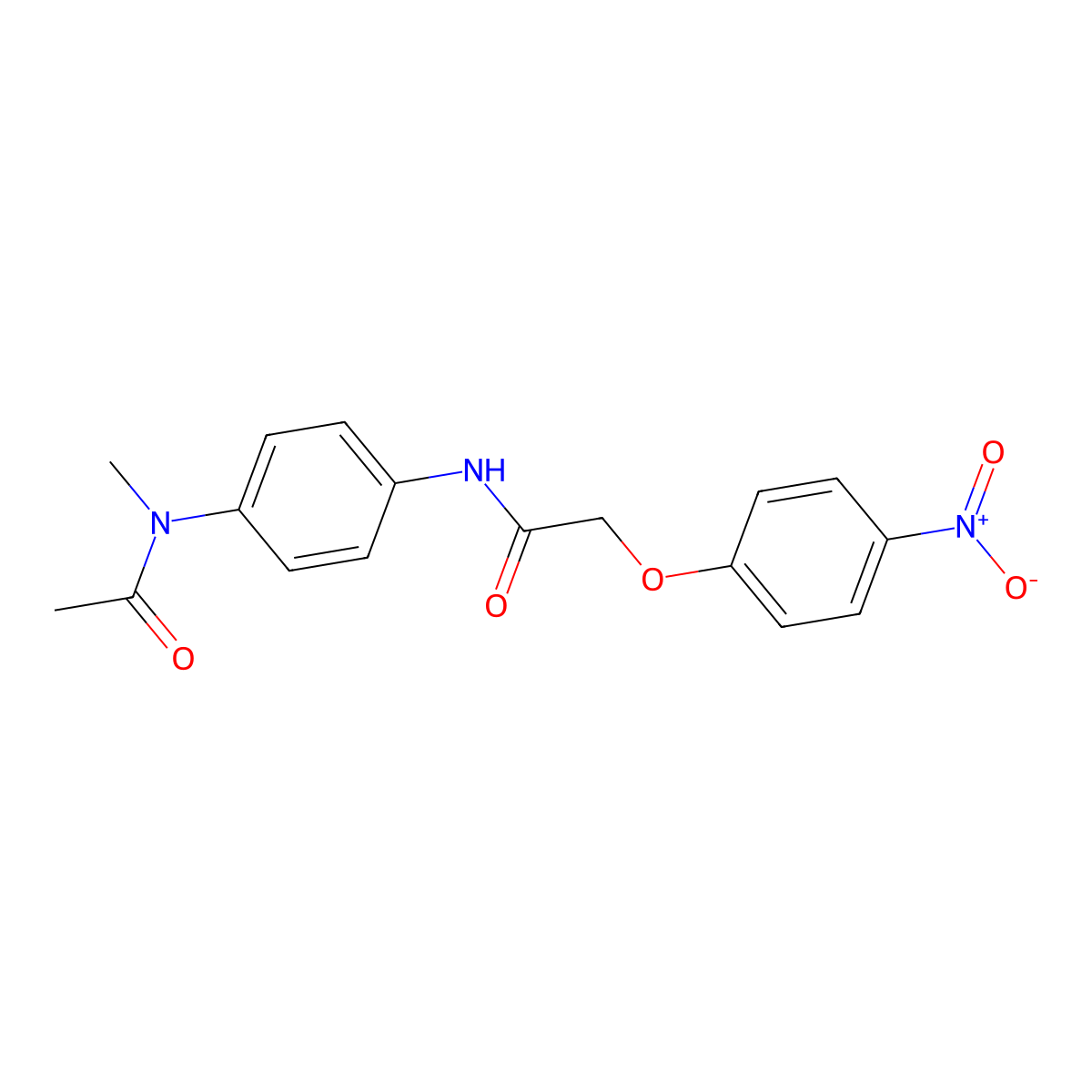 N-{4-[acetyl(methyl)amino]phenyl}-2-{4-nitrophenoxy}acetamide molecular structure, CAS 433954-08-6