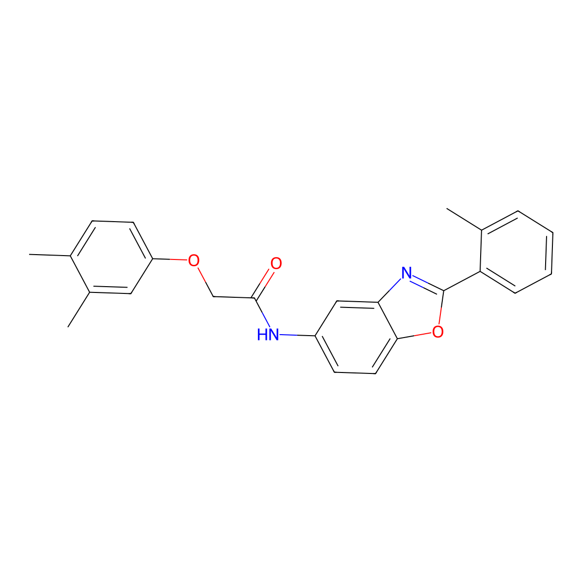 2-(3,4-dimethylphenoxy)-N-[2-(2-methylphenyl)-1,3-benzoxazol-5-yl]acetamide molecular structure, CAS 433954-11-1