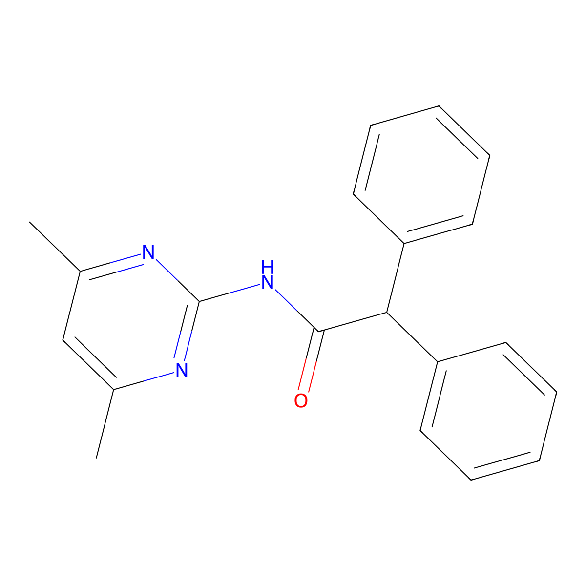 N-(4,6-dimethylpyrimidin-2-yl)-2,2-diphenylacetamide molecular structure, CAS 433954-14-4