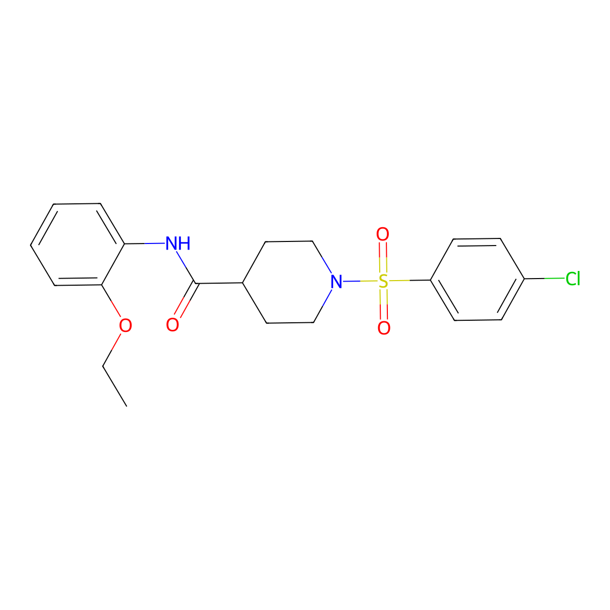 1-(4-chlorophenyl)sulfonyl-N-(2-ethoxyphenyl)piperidine-4-carboxamide molecular structure, CAS 433954-15-5