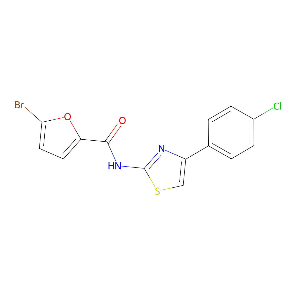 5-bromo-N-[4-(4-chlorophenyl)-1,3-thiazol-2-yl]furan-2-carboxamide molecular structure, CAS 433954-27-9