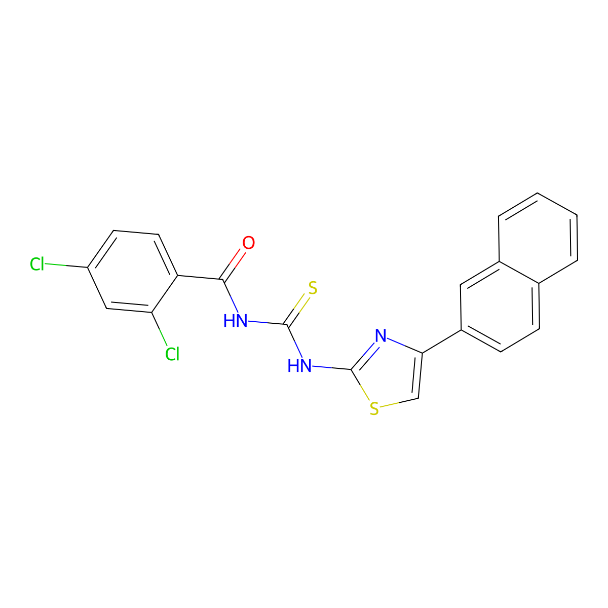 2,4-dichloro-N-[(4-naphthalen-2-yl-1,3-thiazol-2-yl)carbamothioyl]benzamide molecular structure, CAS 433954-38-2