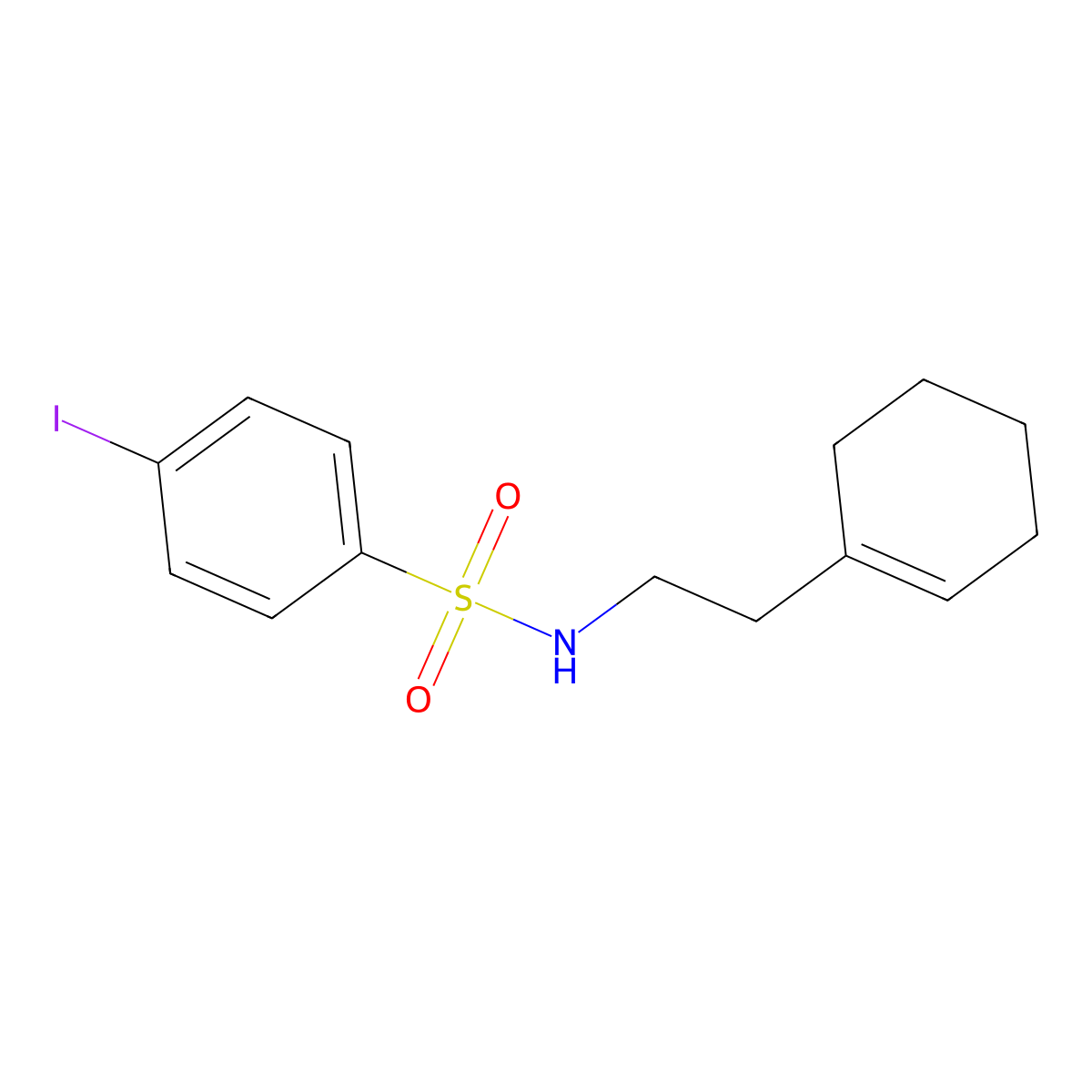 N-[2-(cyclohex-1-en-1-yl)ethyl]-4-iodobenzene-1-sulfonamide molecular structure, CAS 433954-39-3