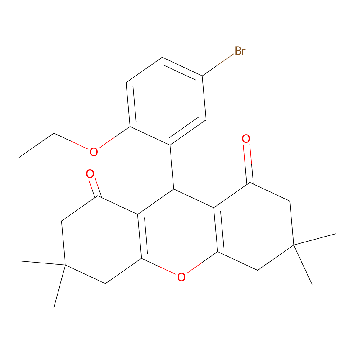 9-(5-bromo-2-ethoxyphenyl)-3,3,6,6-tetramethyl-4,5,7,9-tetrahydro-2H-xanthene-1,8-dione molecular structure, CAS 433954-58-6