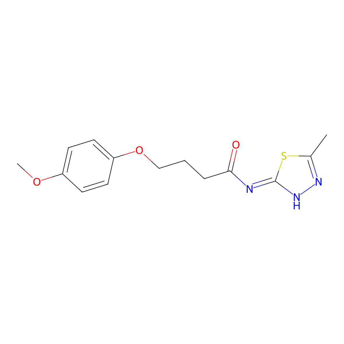 4-(4-methoxyphenoxy)-N-(5-methyl-1,3,4-thiadiazol-2-yl)butanamide molecular structure, CAS 433954-67-7