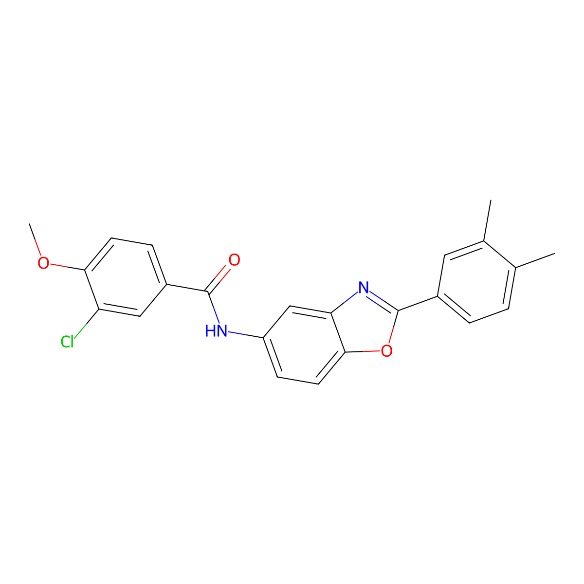 3-chloro-N-[2-(3,4-dimethylphenyl)-1,3-benzoxazol-5-yl]-4-methoxybenzamide molecular structure, CAS 433954-95-1