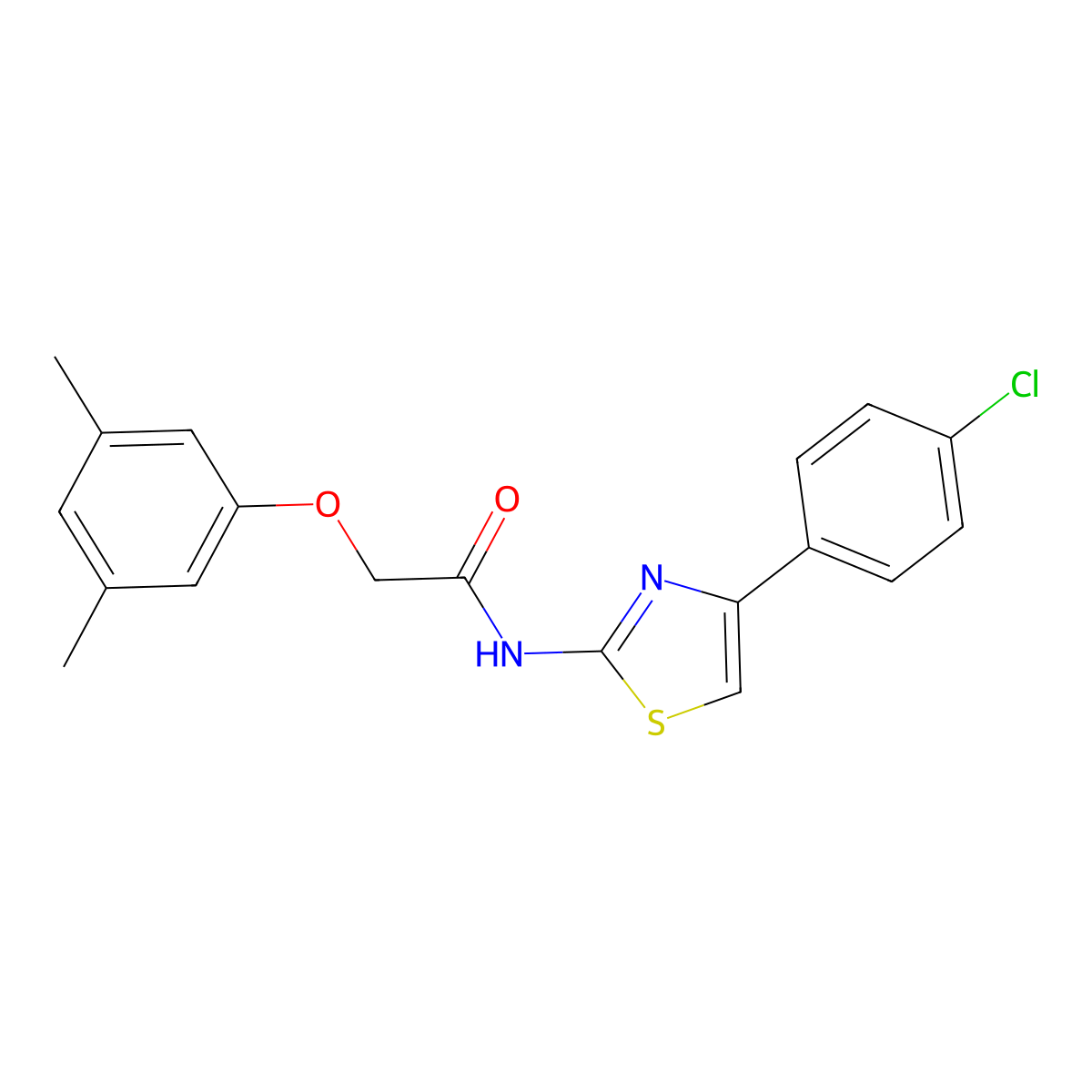N-[4-(4-chlorophenyl)-1,3-thiazol-2-yl]-2-(3,5-dimethylphenoxy)acetamide molecular structure, CAS 433955-01-2