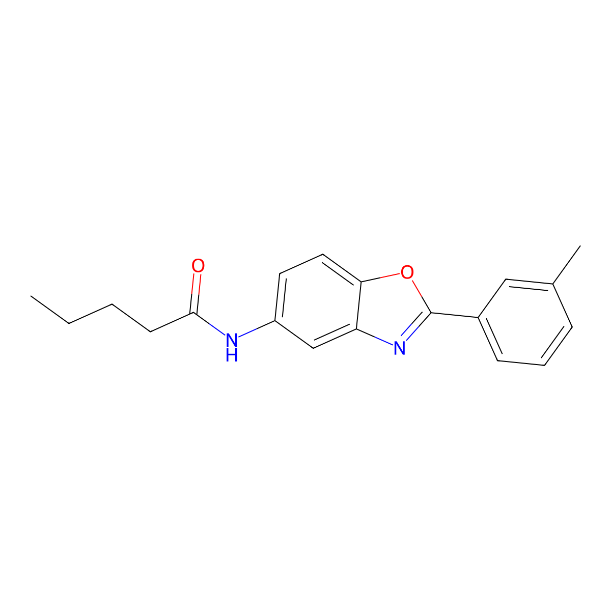 N-[2-(3-methylphenyl)-1,3-benzoxazol-5-yl]pentanamide molecular structure, CAS 433955-34-1
