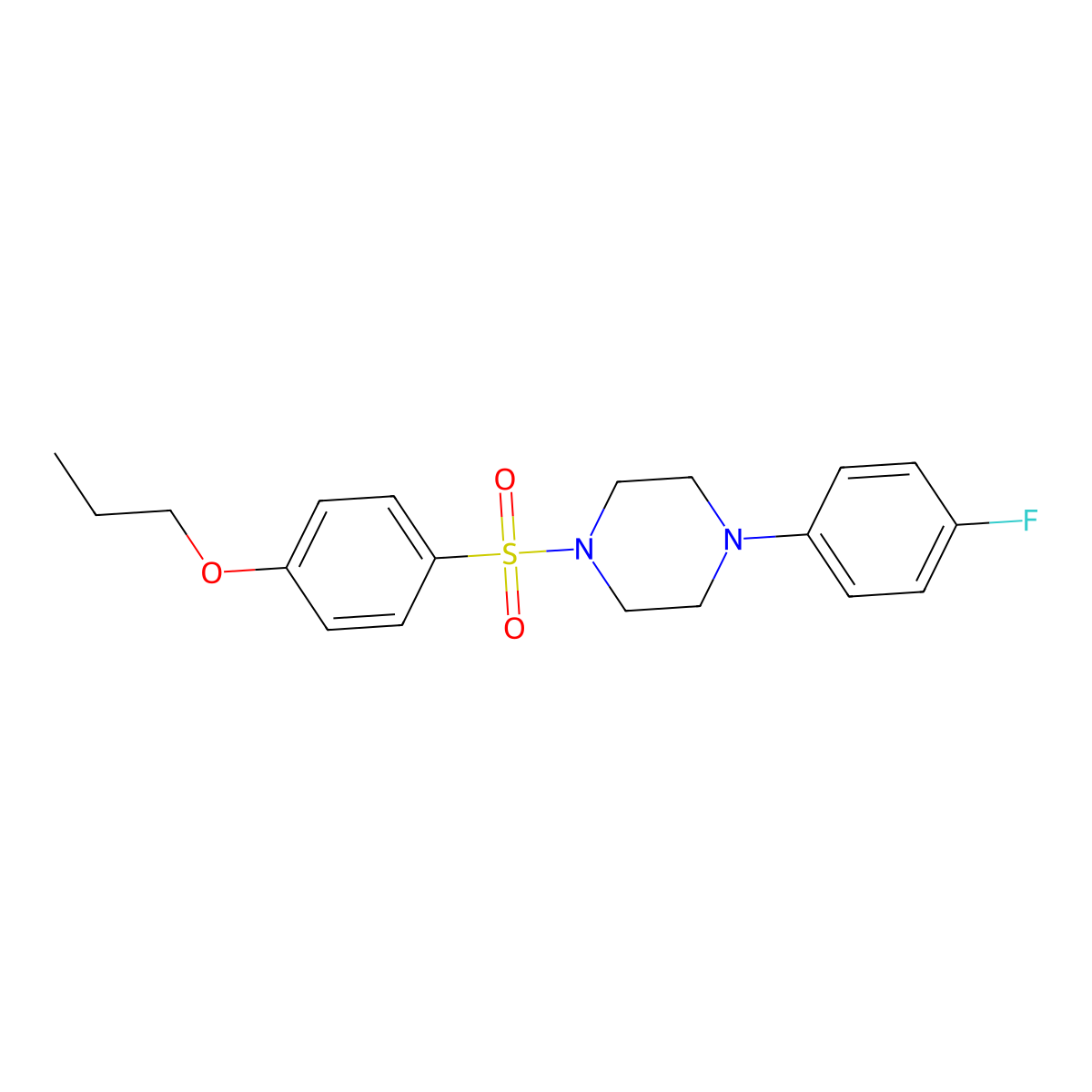 1-(4-Fluorophenyl)-4-(4-propoxyphenyl)sulfonylpiperazine molecular structure, CAS 433955-38-5