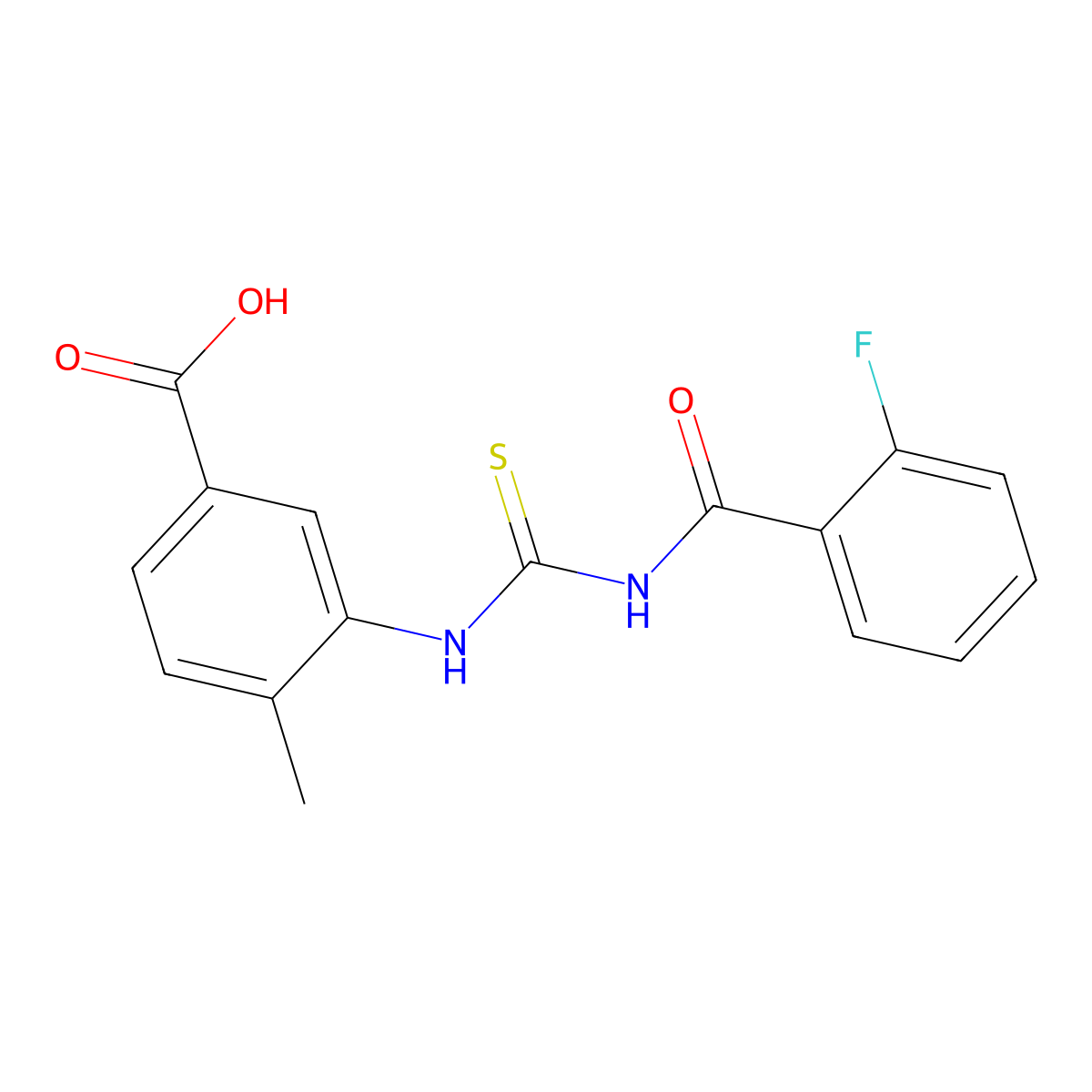 3-({[(2-Fluorophenyl)carbonyl]carbamothioyl}amino)-4-methylbenzoic acid molecular structure, CAS 433955-40-9