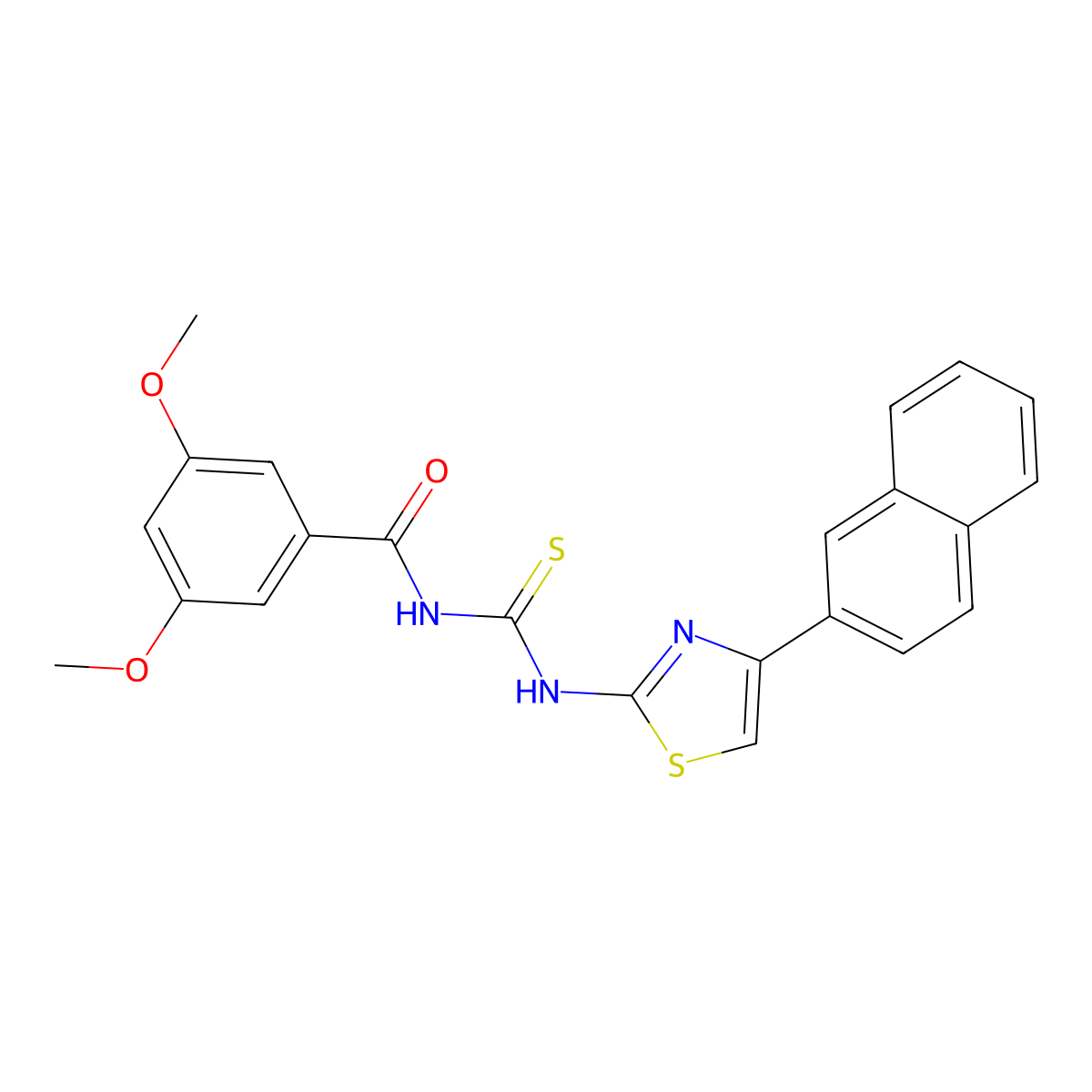 3,5-dimethoxy-N-[(4-naphthalen-2-yl-1,3-thiazol-2-yl)carbamothioyl]benzamide molecular structure, CAS 433955-42-1