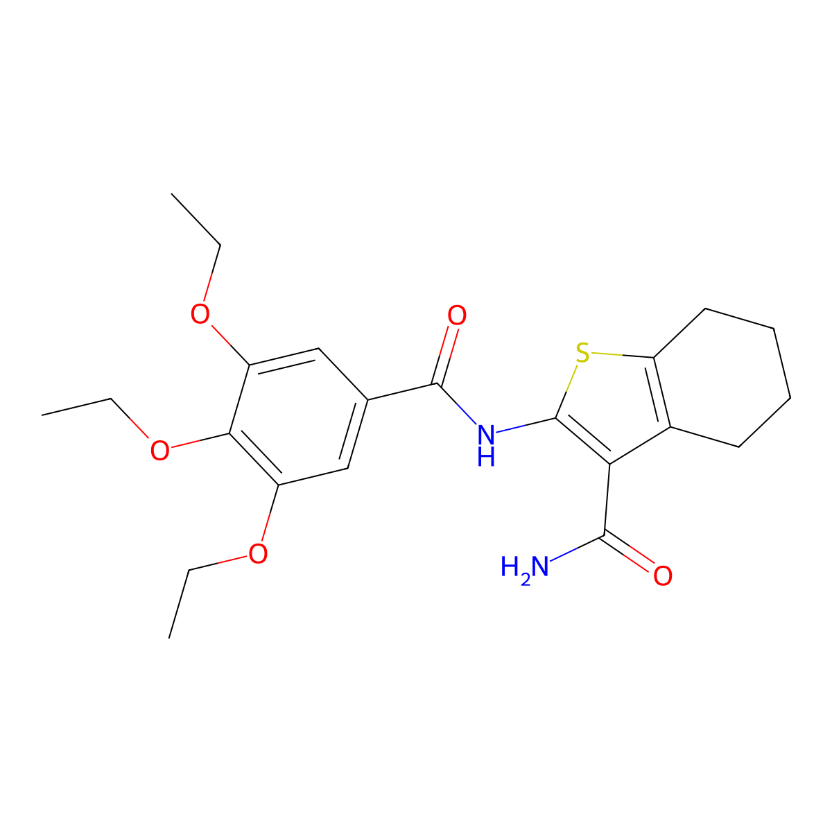 2-[(3,4,5-Triethoxybenzoyl)amino]-4,5,6,7-tetrahydro-1-benzothiophene-3-carboxamide molecular structure, CAS 433955-54-5