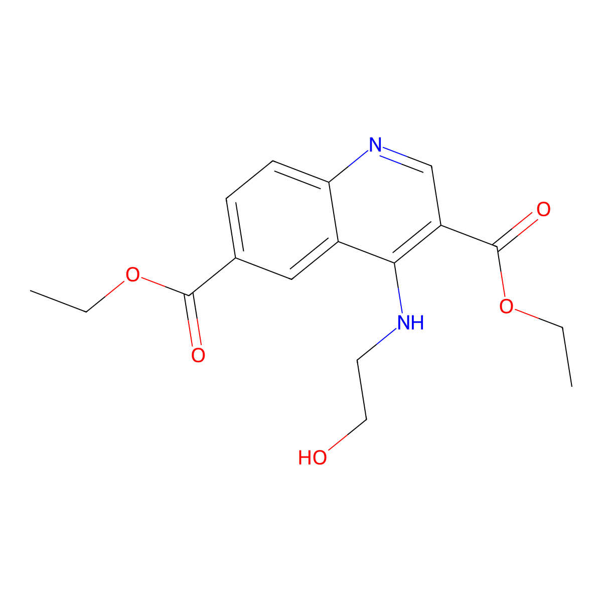 4-(2-Hydroxy-ethylamino)-quinoline-3,6-dicarboxylic acid diethyl ester molecular structure, CAS 433955-55-6