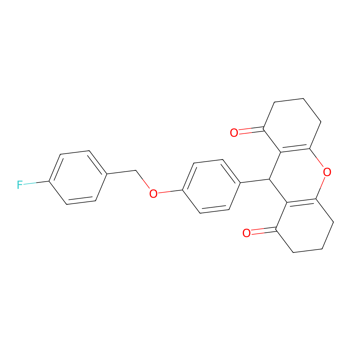 9-[4-[(4-fluorophenyl)methoxy]phenyl]-3,4,5,6,7,9-hexahydro-2H-xanthene-1,8-dione molecular structure, CAS 433955-57-8