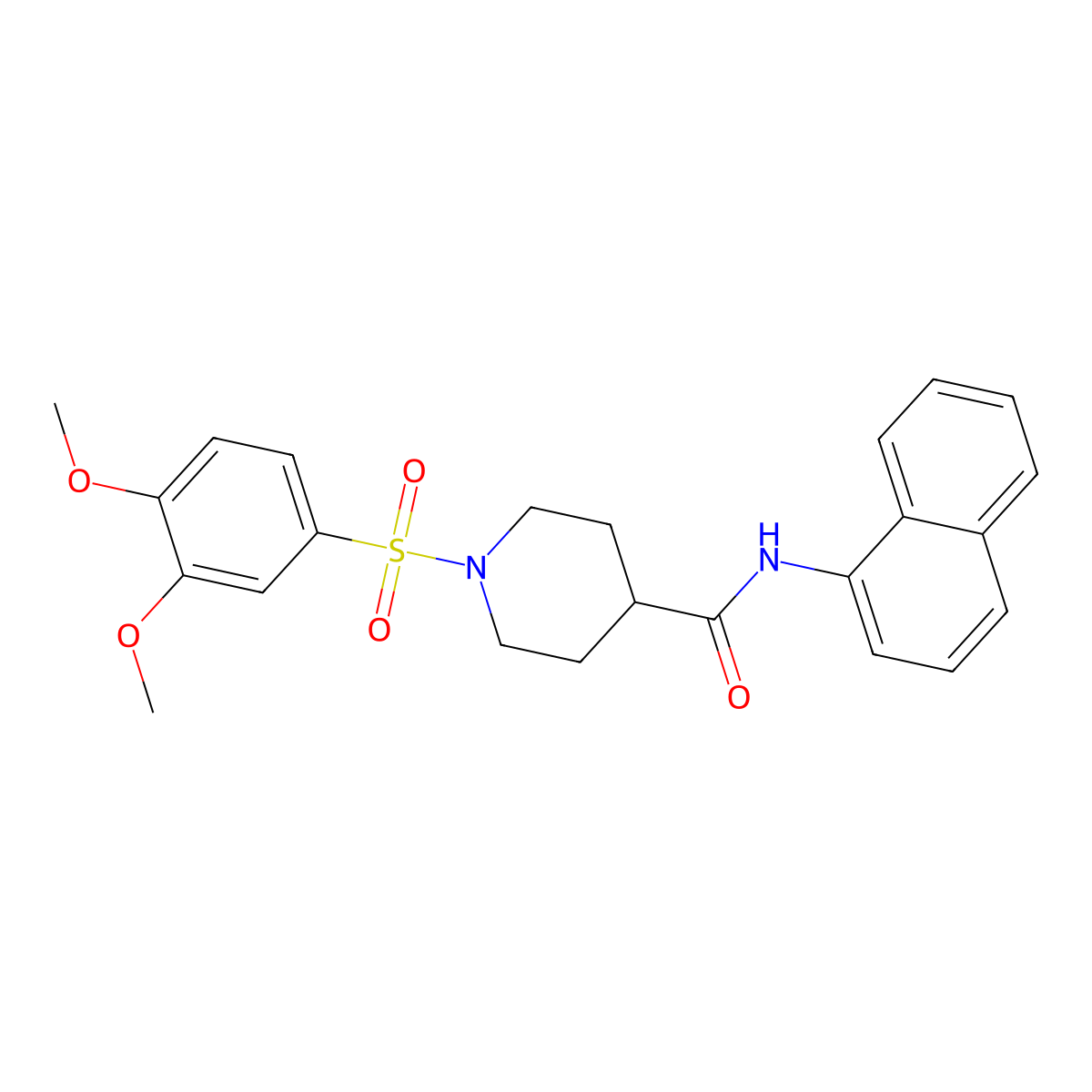 1-(3,4-dimethoxyphenyl)sulfonyl-N-naphthalen-1-ylpiperidine-4-carboxamide molecular structure, CAS 433955-60-3