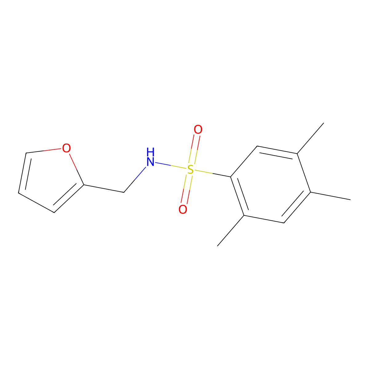 N-(2-furylmethyl)-2,4,5-trimethylbenzenesulfonamide molecular structure, CAS 433955-61-4