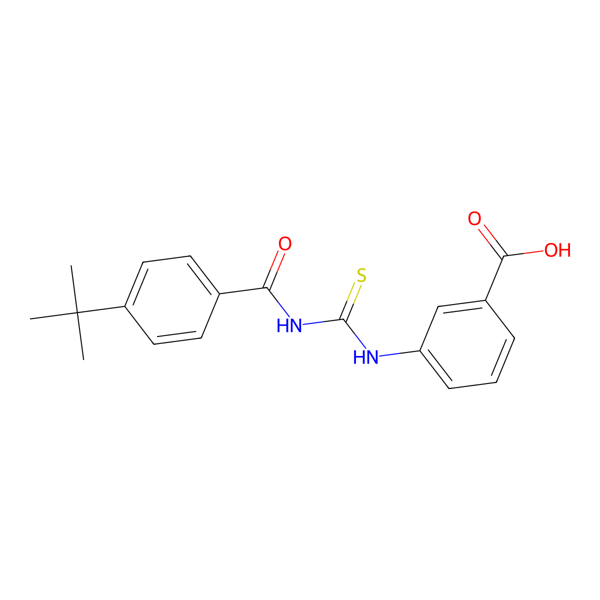 3-({[(4-Tert-butylphenyl)carbonyl]carbamothioyl}amino)benzoic acid molecular structure, CAS 433955-62-5