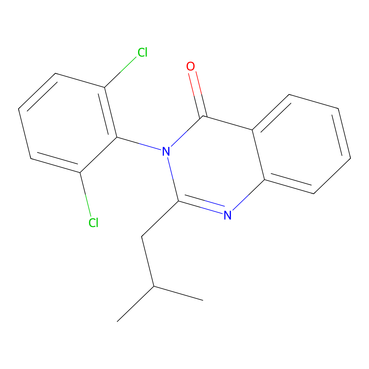 3-(2,6-Dichlorophenyl)-2-(2-methylpropyl)quinazolin-4-one molecular structure, CAS 433955-73-8